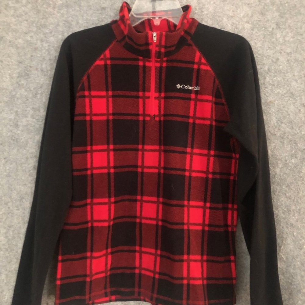 Red and Black Buffalo plaid Columbia Pullover, Size Small